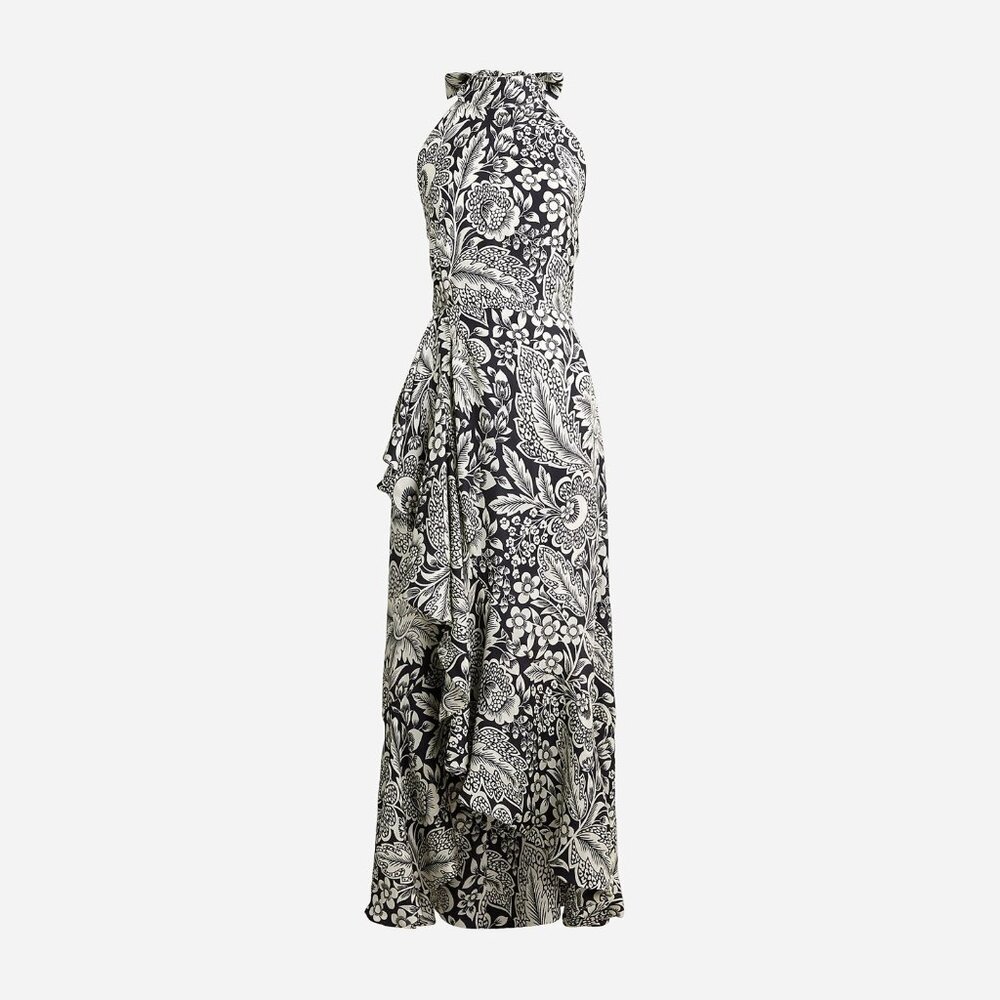 NWT J.Crew Collection Halter-tie Cupro-blend Dress in Classic Floral Print 4